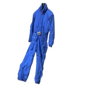 Obermeyer Women's ski Jumpsuit silver heart belt ski suit periwinkle hooded